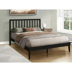 Queen Solid Wood Bed with Headboard (60") - Monarch