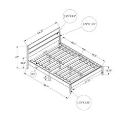 Queen Solid Wood Bed with Headboard (60") - Monarch