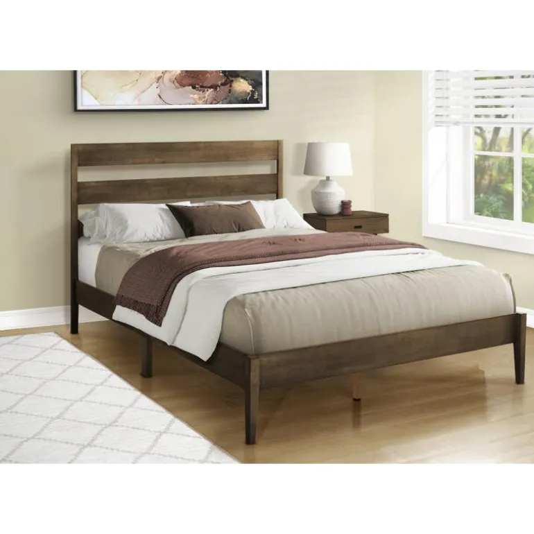 Queen Solid Wood Bed with Headboard (60") - Monarch