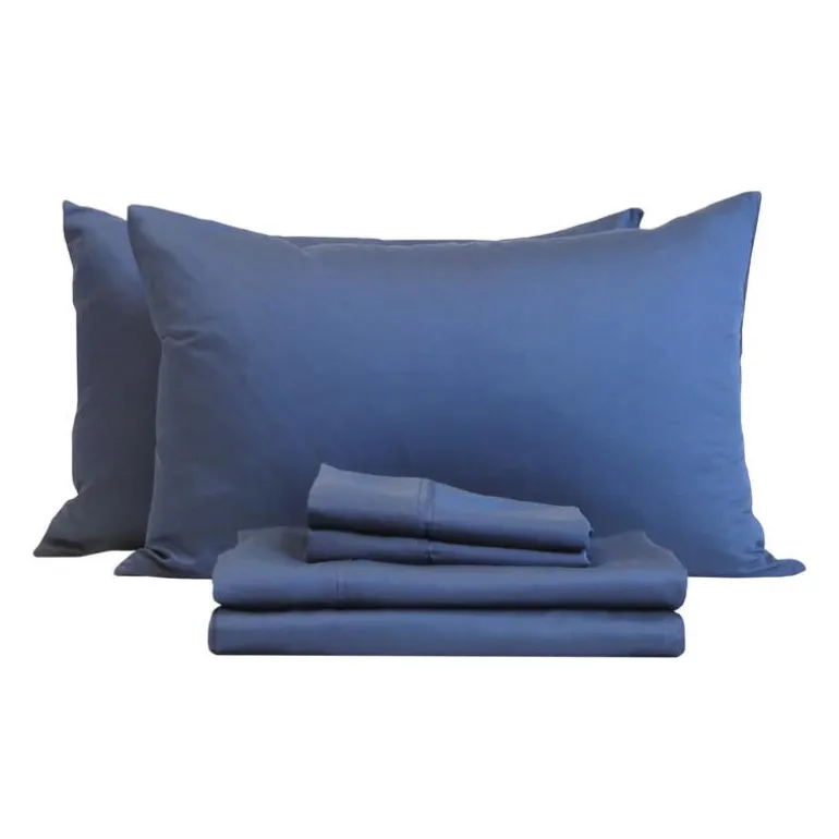 Queen Split-Head Bamboo Rayon Bed Sheet Set - Blue