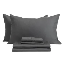 Queen Split-Head Bamboo Rayon Bed Sheet Set - Charcoal Grey
