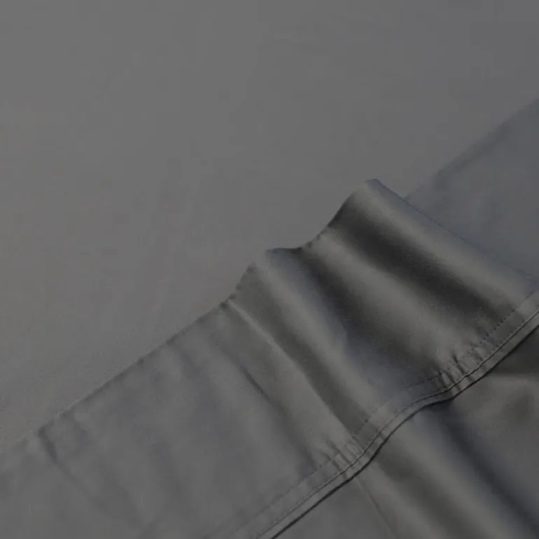 Queen Split-Head Bamboo Rayon Bed Sheet Set - Charcoal Grey