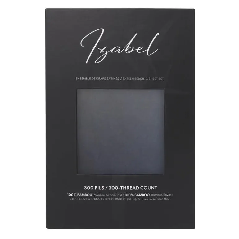 Queen Split-Head Bamboo Rayon Bed Sheet Set - Charcoal Grey