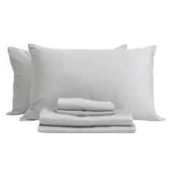 Queen Split-Head Bamboo Rayon Bed Sheet Set - Cement Grey