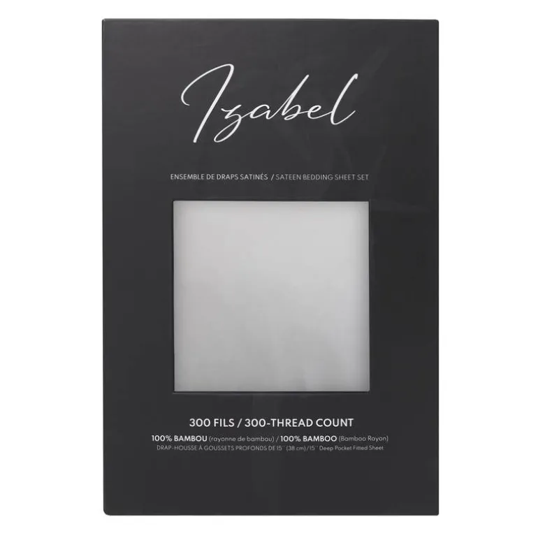 Queen Split-Head Bamboo Rayon Bed Sheet Set - Cement Grey
