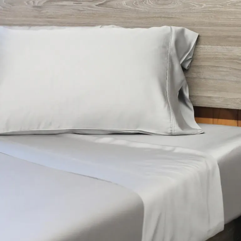 Queen Split-Head Bamboo Rayon Bed Sheet Set - Cement Grey