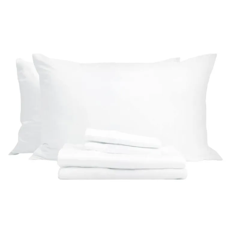 Queen Split-Head Bamboo Rayon Bed Sheet Set - White