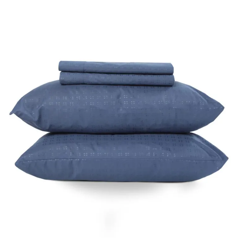 Queen Split-Head Microfibre Bed Sheet Set - Blue