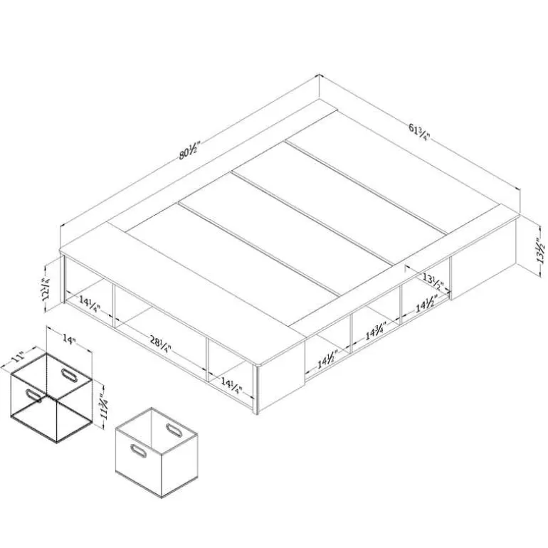 Queen Storage Bed and Baskets (60") - South Shore