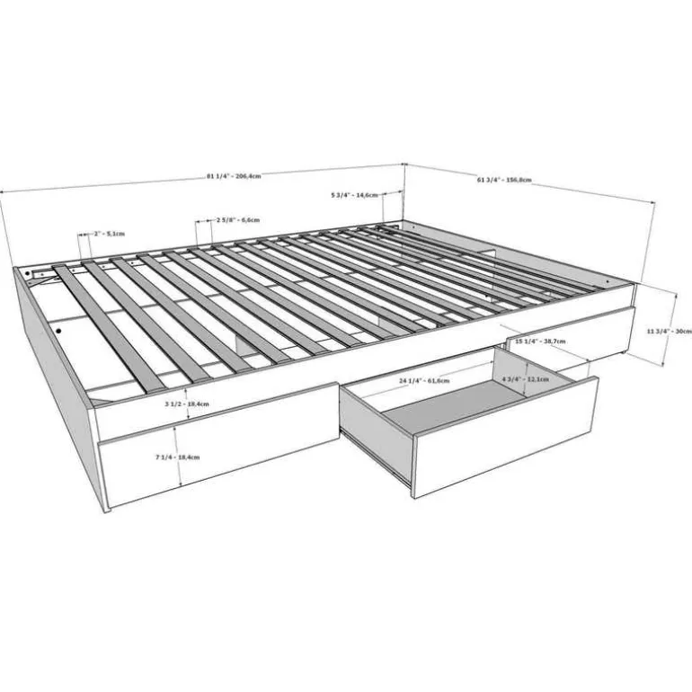 Queen Storage Bed Set (60") - 3 pcs - Nexera