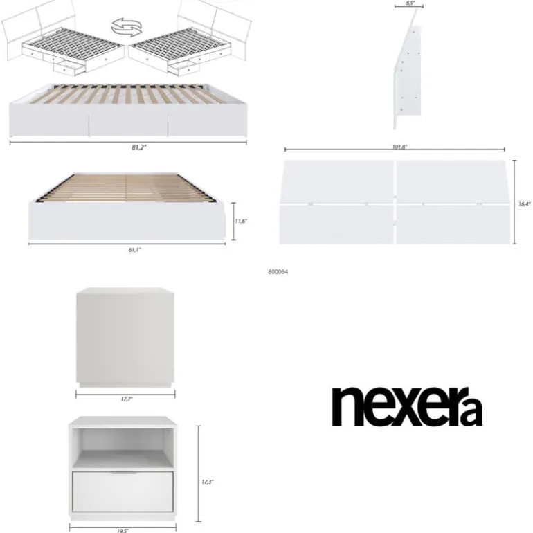 Queen Storage Bedroom Set (60") - 3 pcs - Nexera