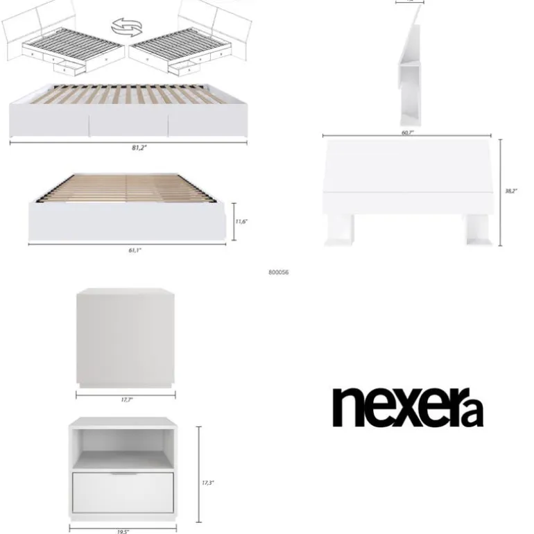 Queen Storage Bedroom Set (60") - 3 pcs - Nexera