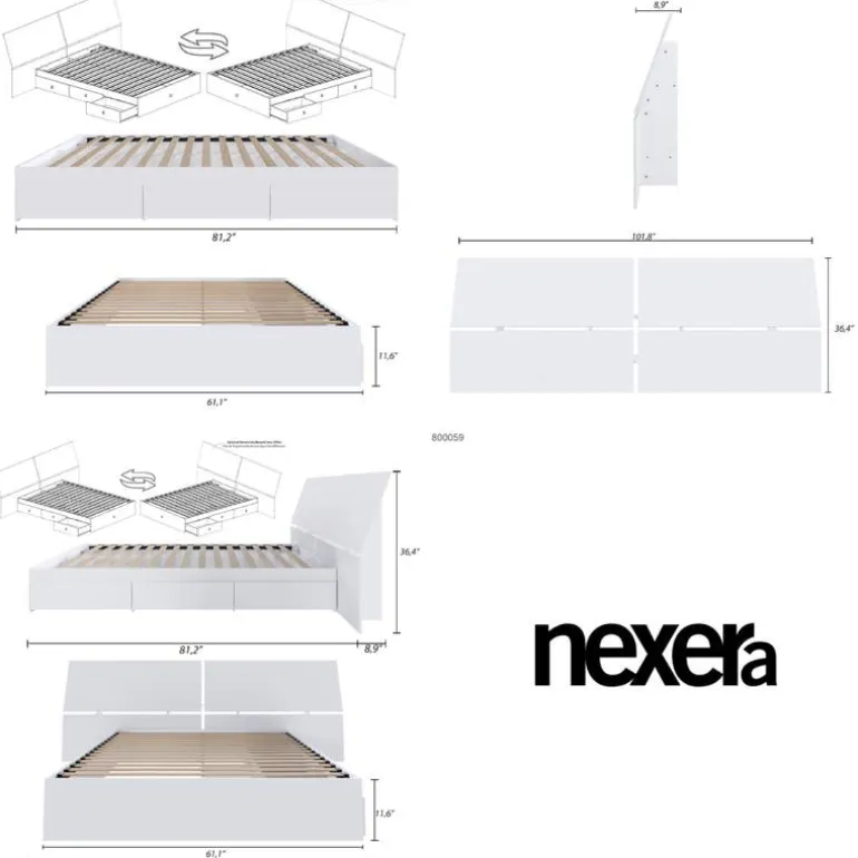 Queen Storage Bedroom Set (60") - 3 pcs - Nexera