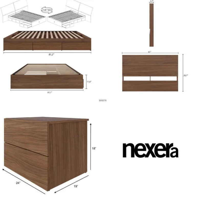 Queen Storage Bedroom Set (60") - 3 pcs - Nexera