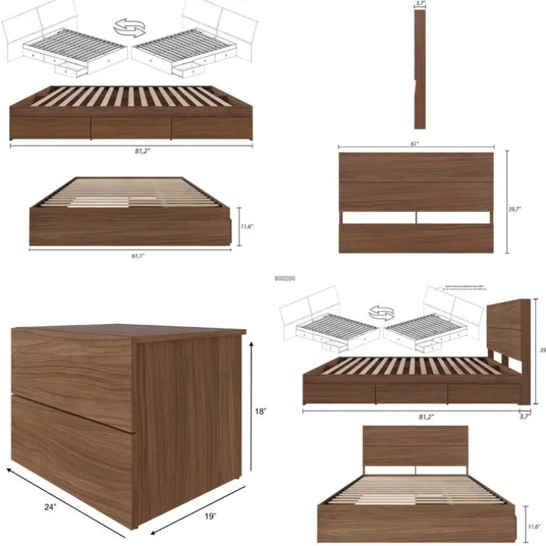 Queen Storage Bedroom Set (60") - 4 pcs - Nexera