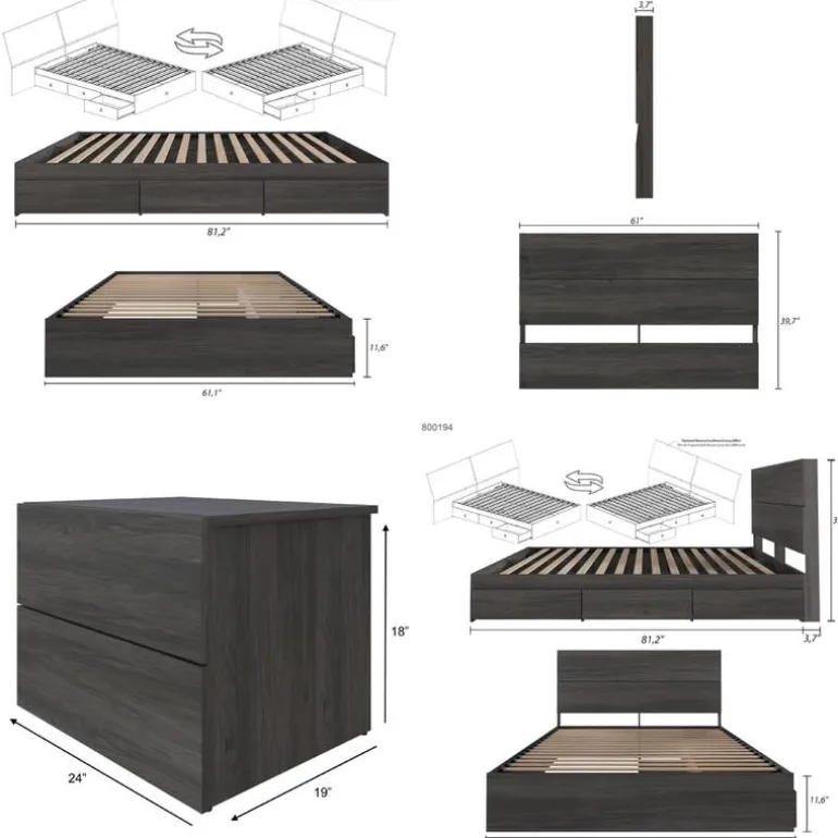 Queen Storage Bedroom Set (60") - 4 pcs - Nexera
