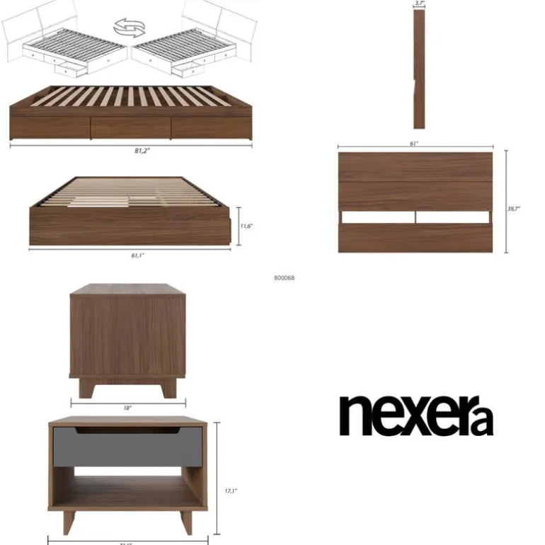 Queen Storage Bedroom Set (60") - 3 pcs - Nexera