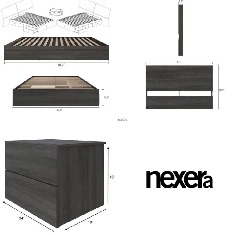 Queen Storage Bedroom Set (60") - 3 pcs - Nexera