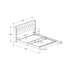 Queen Velvet Bed with Headboard (60") - Monarch