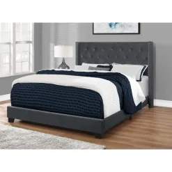 Queen Velvet Bed with Headboard (60