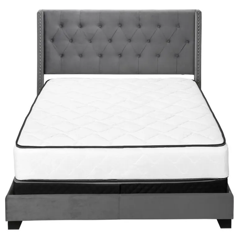 Queen Velvet Bed with Headboard (60") - Monarch