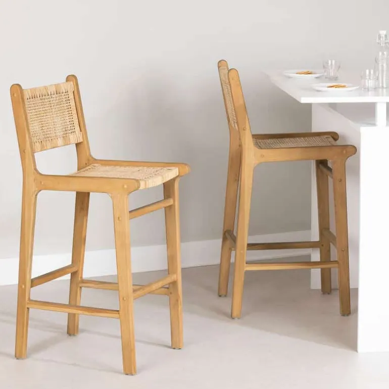 RATTAN BAR STOOL, SET OF 2 - South Shore