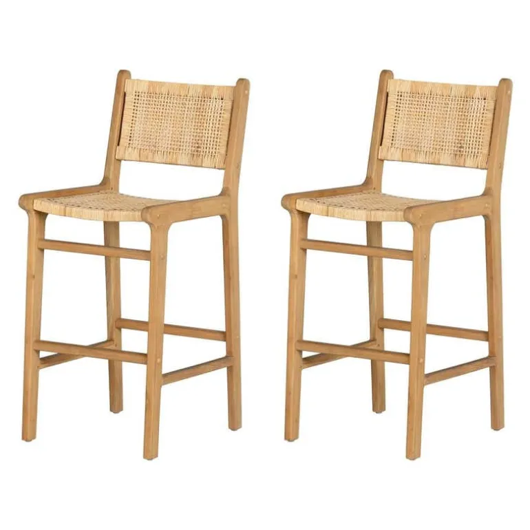 RATTAN BAR STOOL, SET OF 2 - South Shore