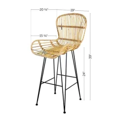 Rattan Counter Stool With Armrests. Set Of 2 - South Shore