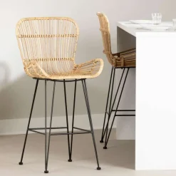 Rattan Counter Stool With Armrests. Set Of 2 - South Shore