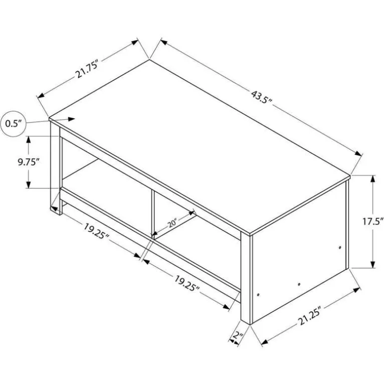 Rectangular Coffee Table with Storage 44" - Monarch