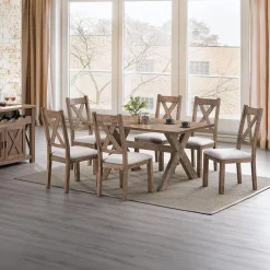 Rectangular Dining Table with 6 Chairs - Beige