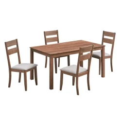 Rectangular Dining Table with 4 Chairs - Beige