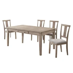 Rectangular Dining Table with Storage Compartments and 4 Chairs - Grey