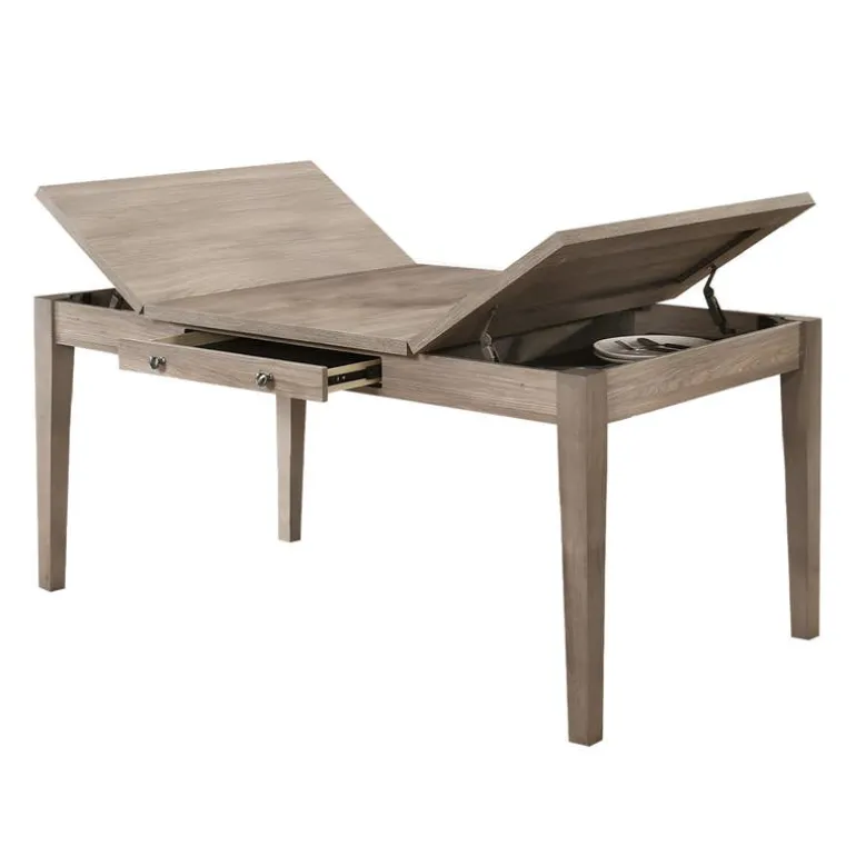 Rectangular Dining Table with Storage Compartments and 6 Chairs - Grey