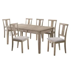 Rectangular Dining Table with Storage Compartments and 6 Chairs - Grey