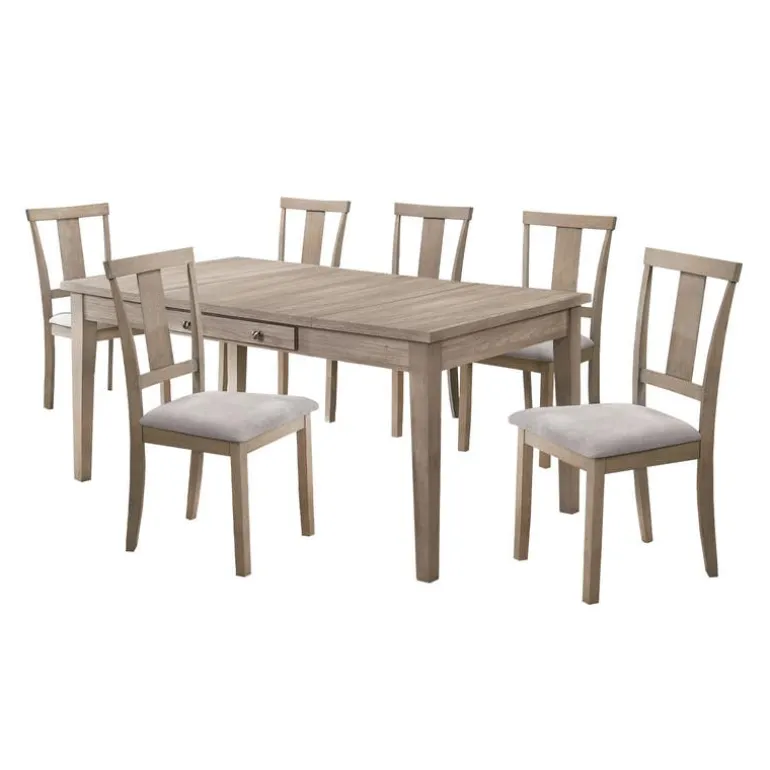 Rectangular Dining Table with Storage Compartments and 6 Chairs - Grey