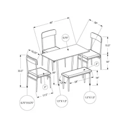 Rectangular Dining Table with 3 Chairs and 1 Bench