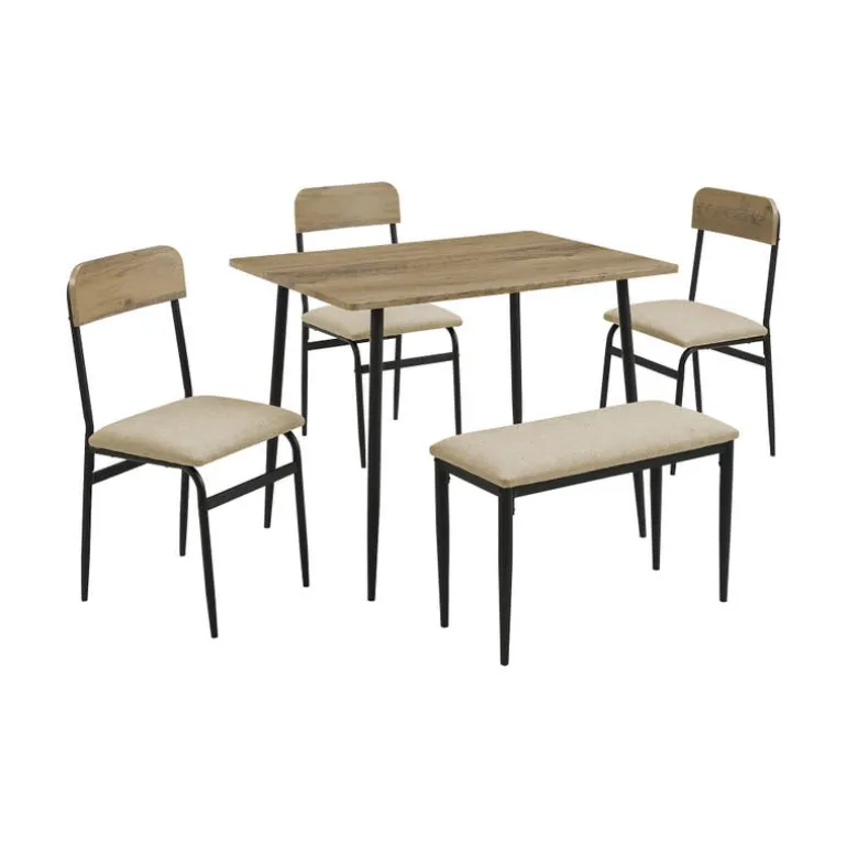 Rectangular Dining Table with 3 Chairs and 1 Bench