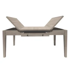 Rectangular Dining Table with End Lift-Top Panels and Drawer