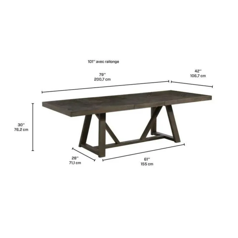Rectangular Extendable Dining Table 79" to 101"