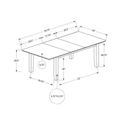 Rectangular Extendable Dining Table 60" to 78" - Monarch