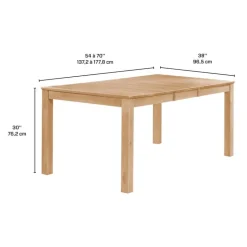 Rectangular Extendable Solid Wood Dining Table 54" to 70"