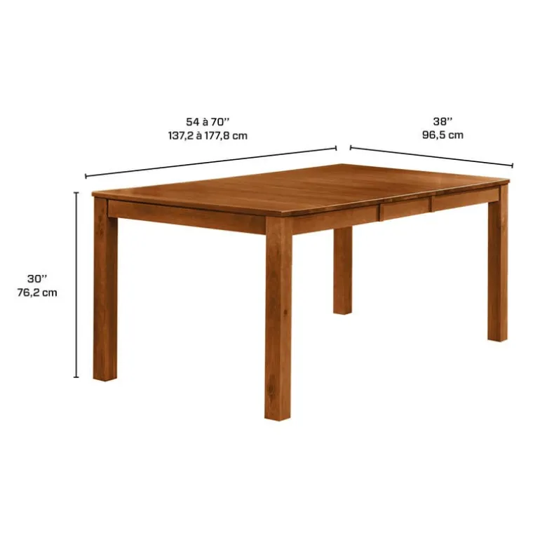 Rectangular Extendable Solid Wood Dining Table 54" to 70"