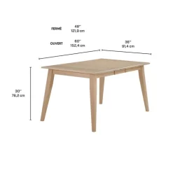Rectangular Extendable Solid Wood Dining Table 48