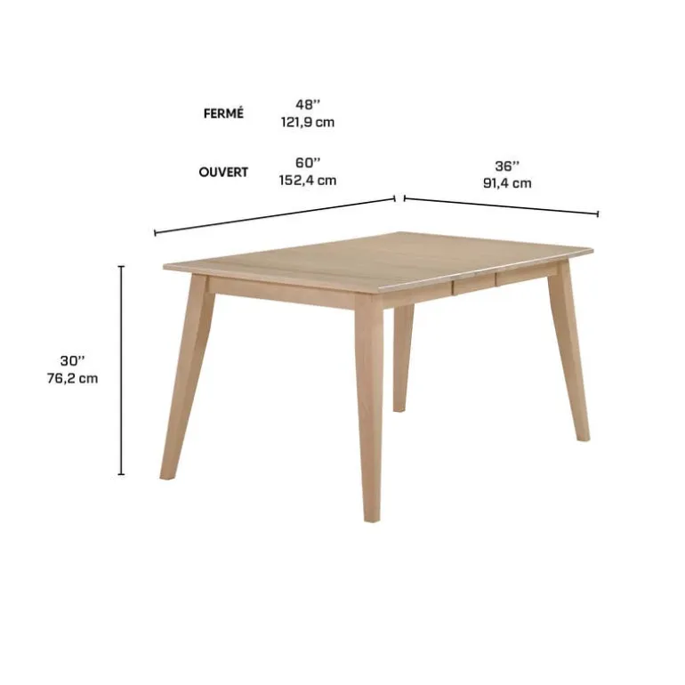 Rectangular Extendable Solid Wood Dining Table 48" to 60" - Greige