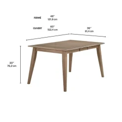 Rectangular Extendable Solid Wood Dining Table 48" to 60" - Grey