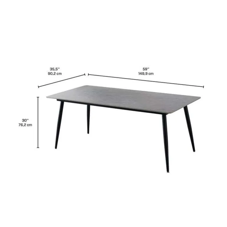 Rectangular Grey Sintered Stone Dining Table - 59"
