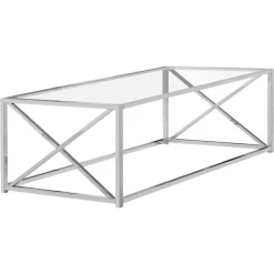 Rectangular Metal and Tempered Glass Coffee Table - Monarch