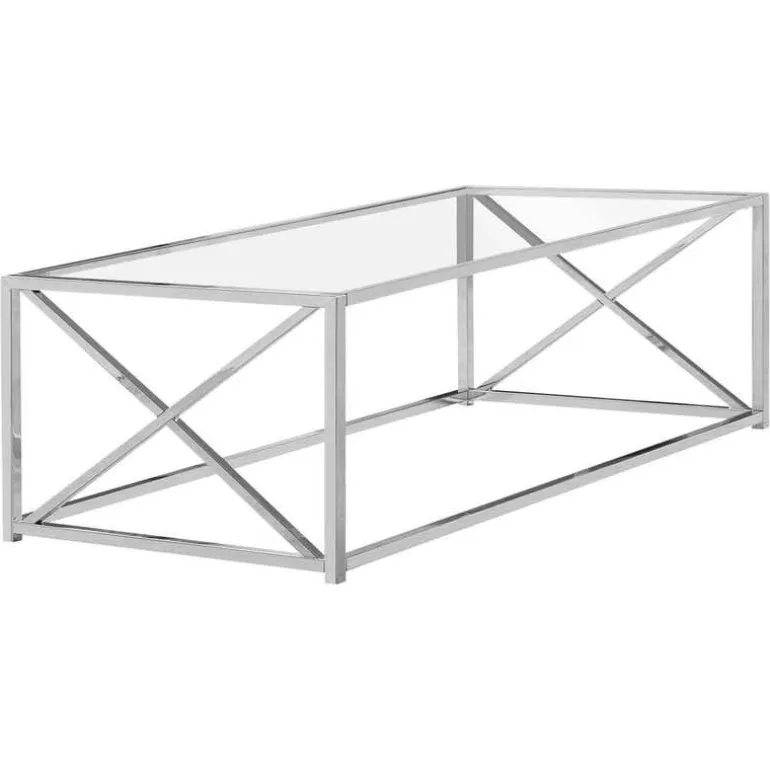 Rectangular Metal and Tempered Glass Coffee Table - Monarch