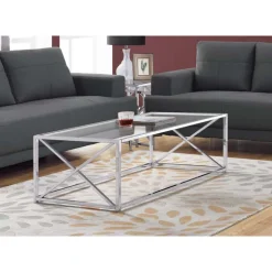 Rectangular Metal and Tempered Glass Coffee Table - Monarch